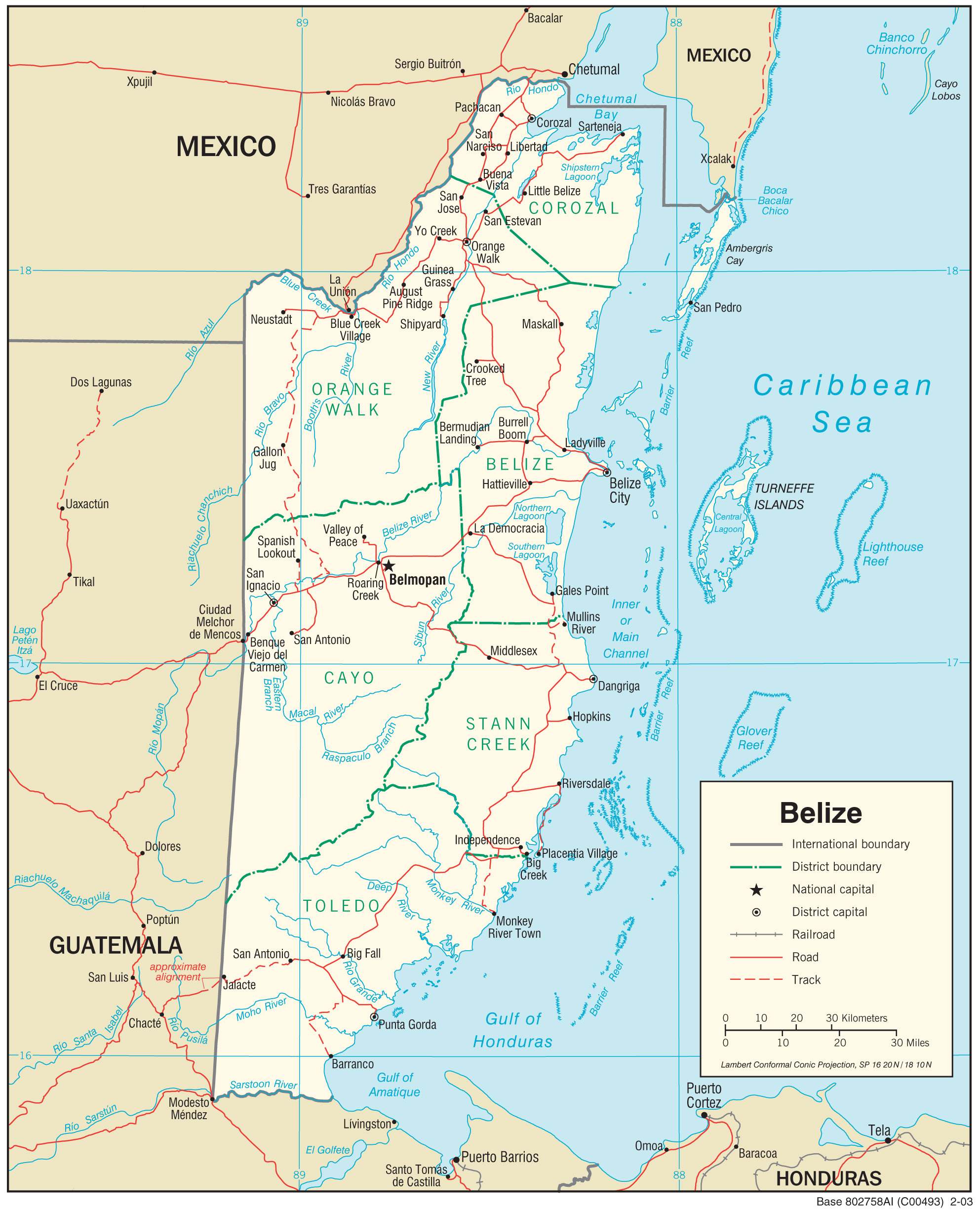 Transportation Map of Belize preview