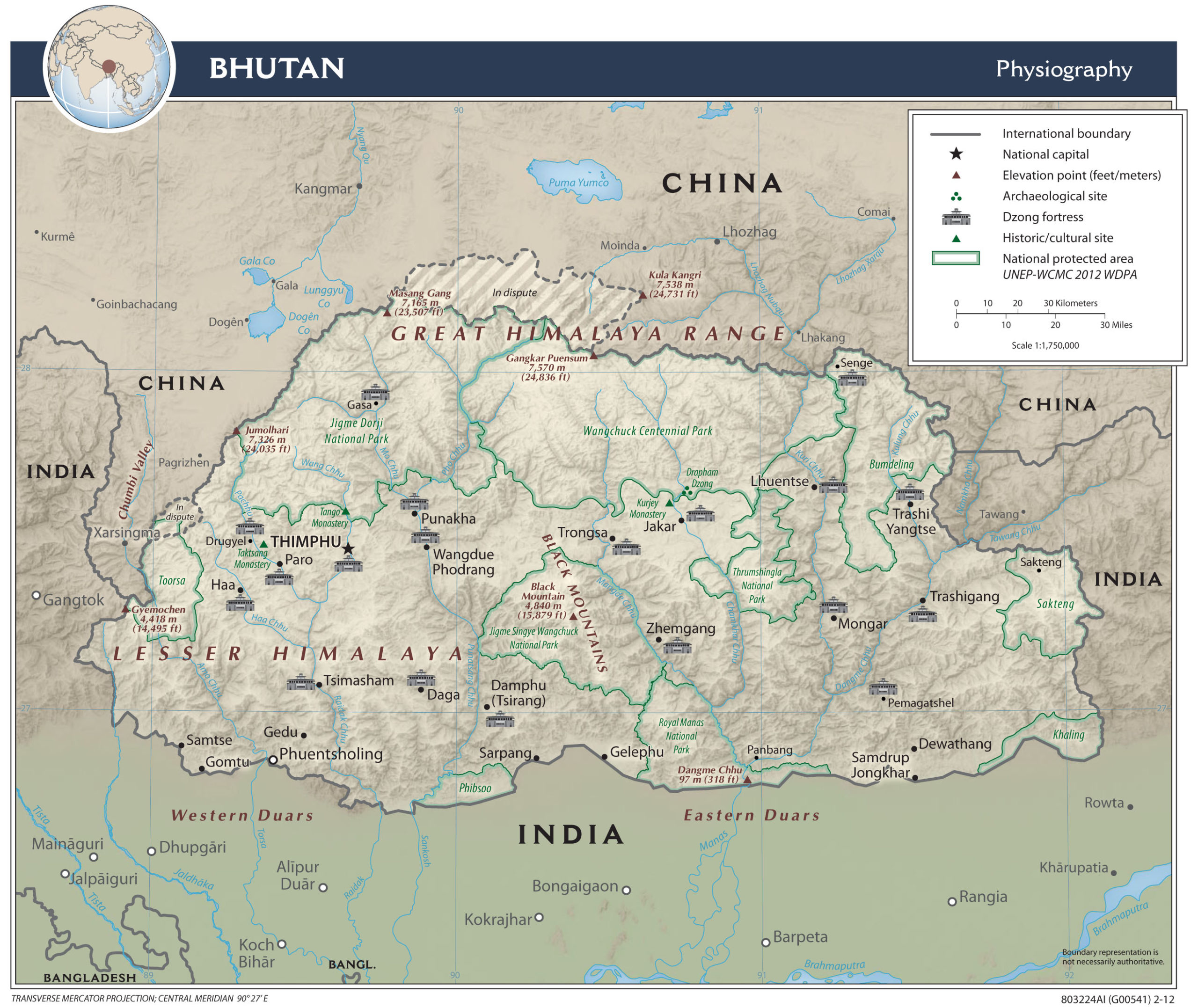 Physiography Map of Bhutan preview