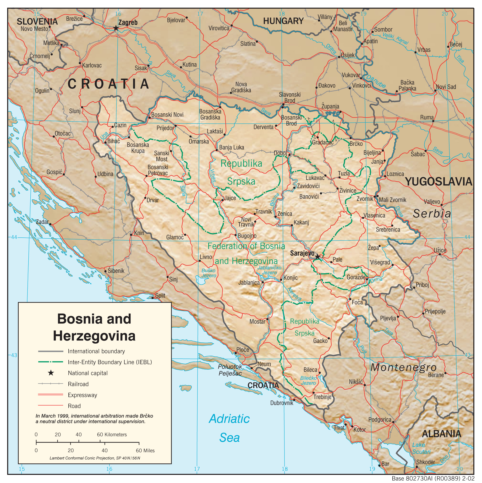 Physiography Map of Bosnia and Herzegovina preview