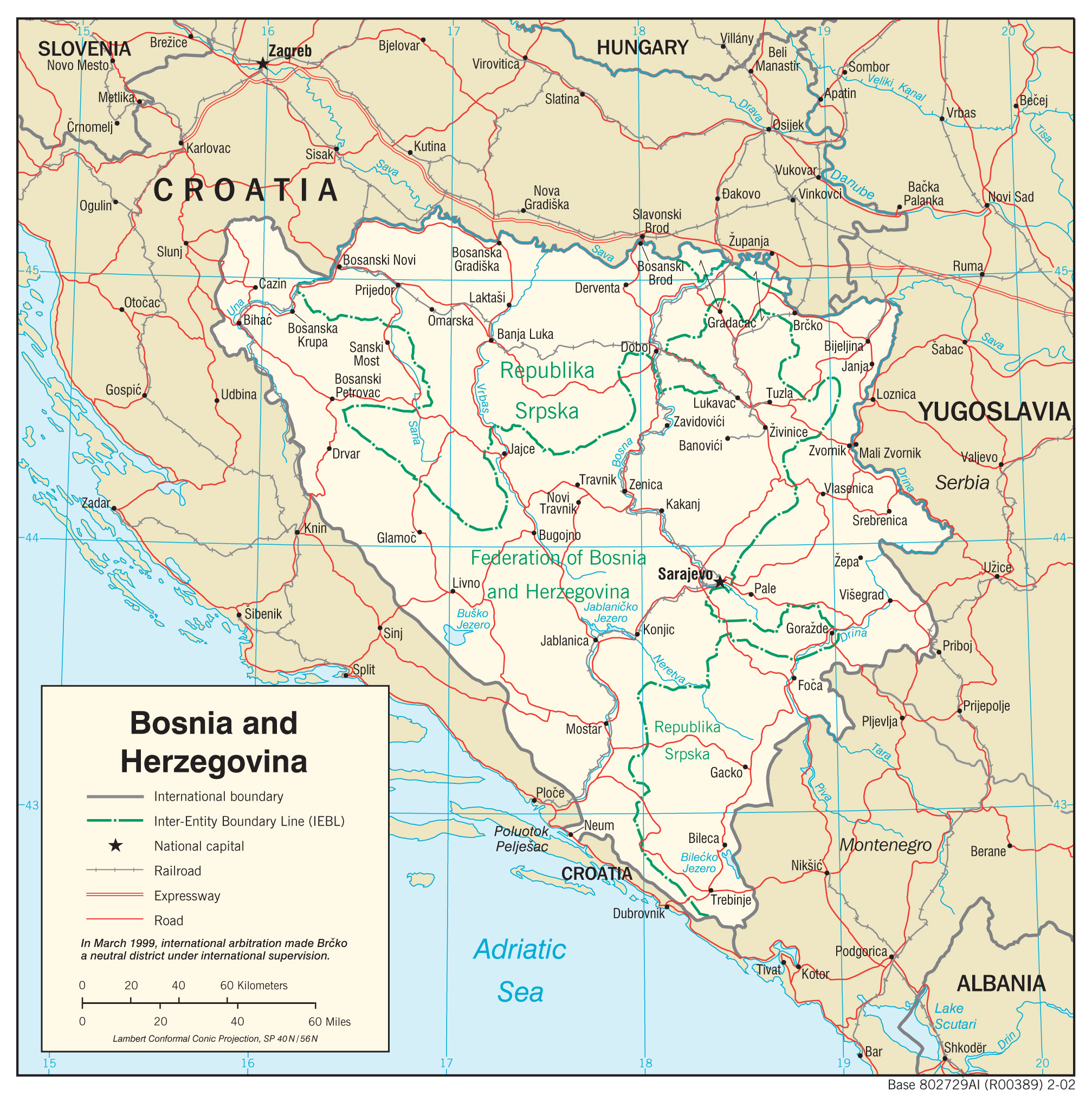 Transportation Map of Bosnia and Herzegovina preview
