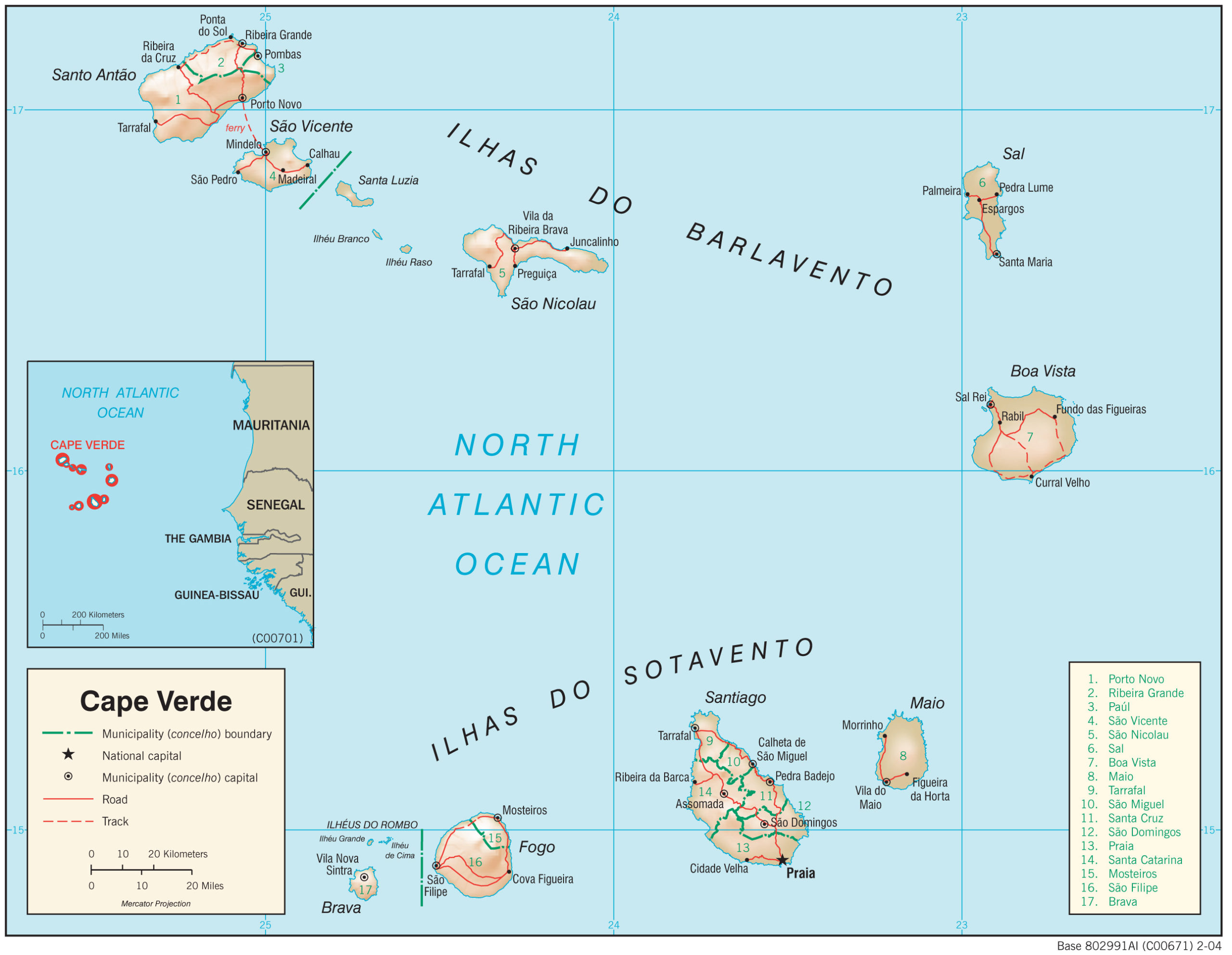 Physiography Map of Cape Verde preview