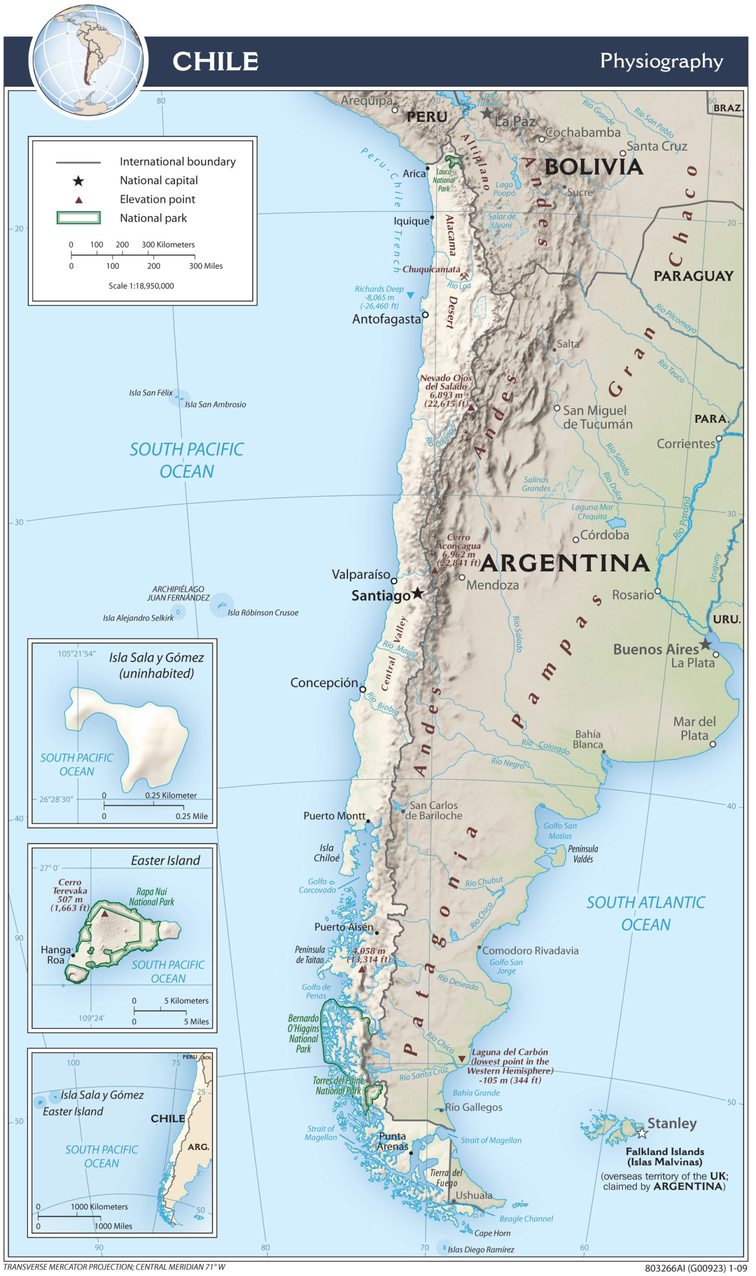 Physiography Map of Chile preview