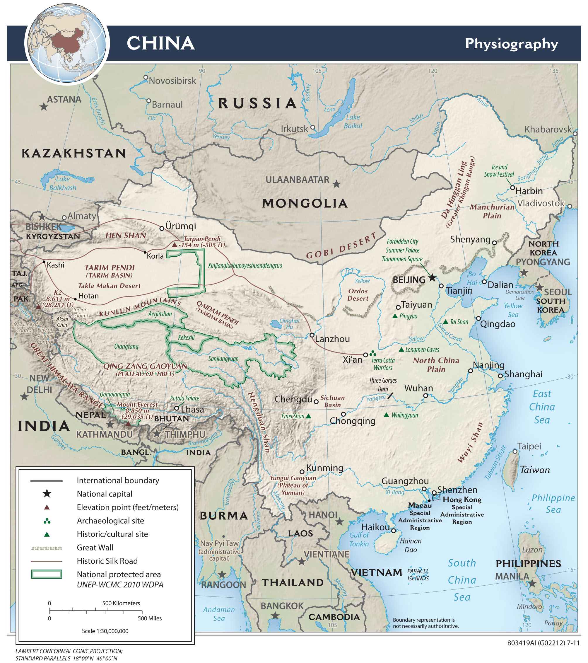 Physiography Map of China preview