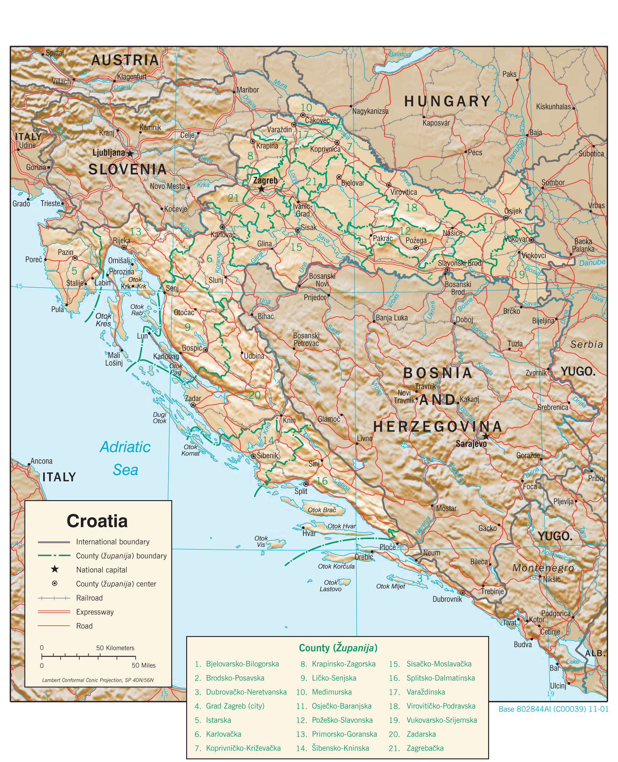 Physiography Map of Croatia preview