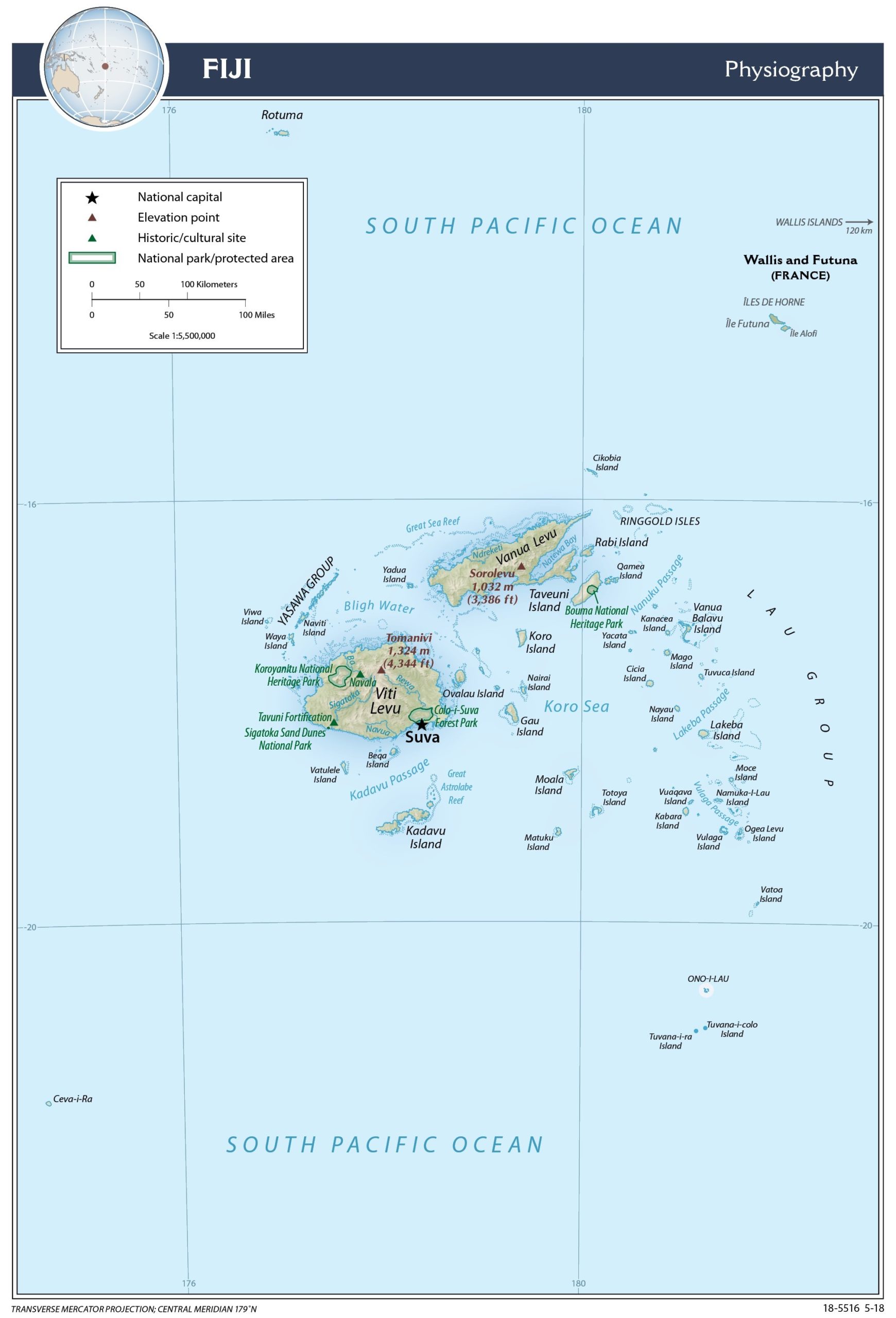 Physiography Map of Fiji preview