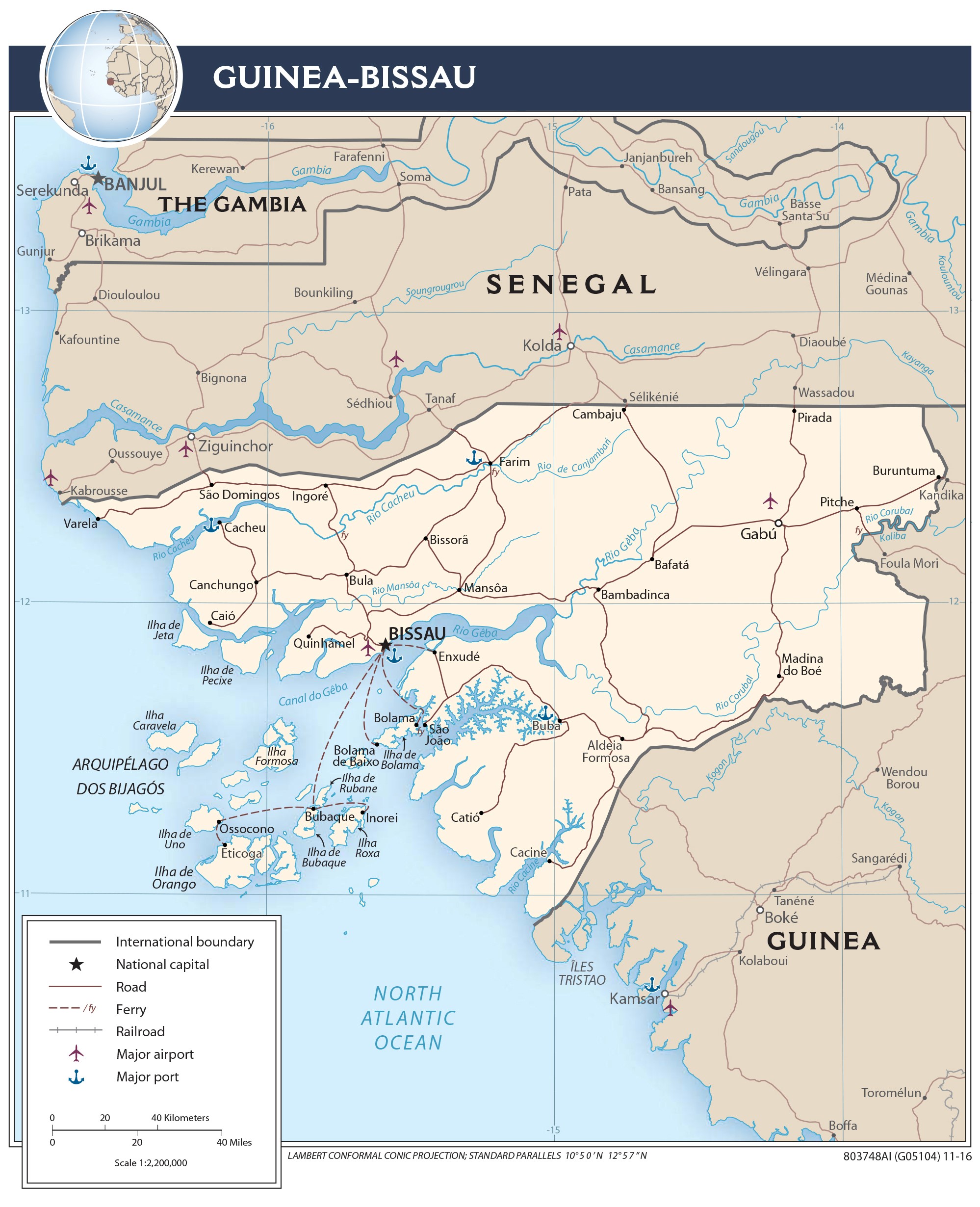 Transportation Map of Guinea-Bissau preview