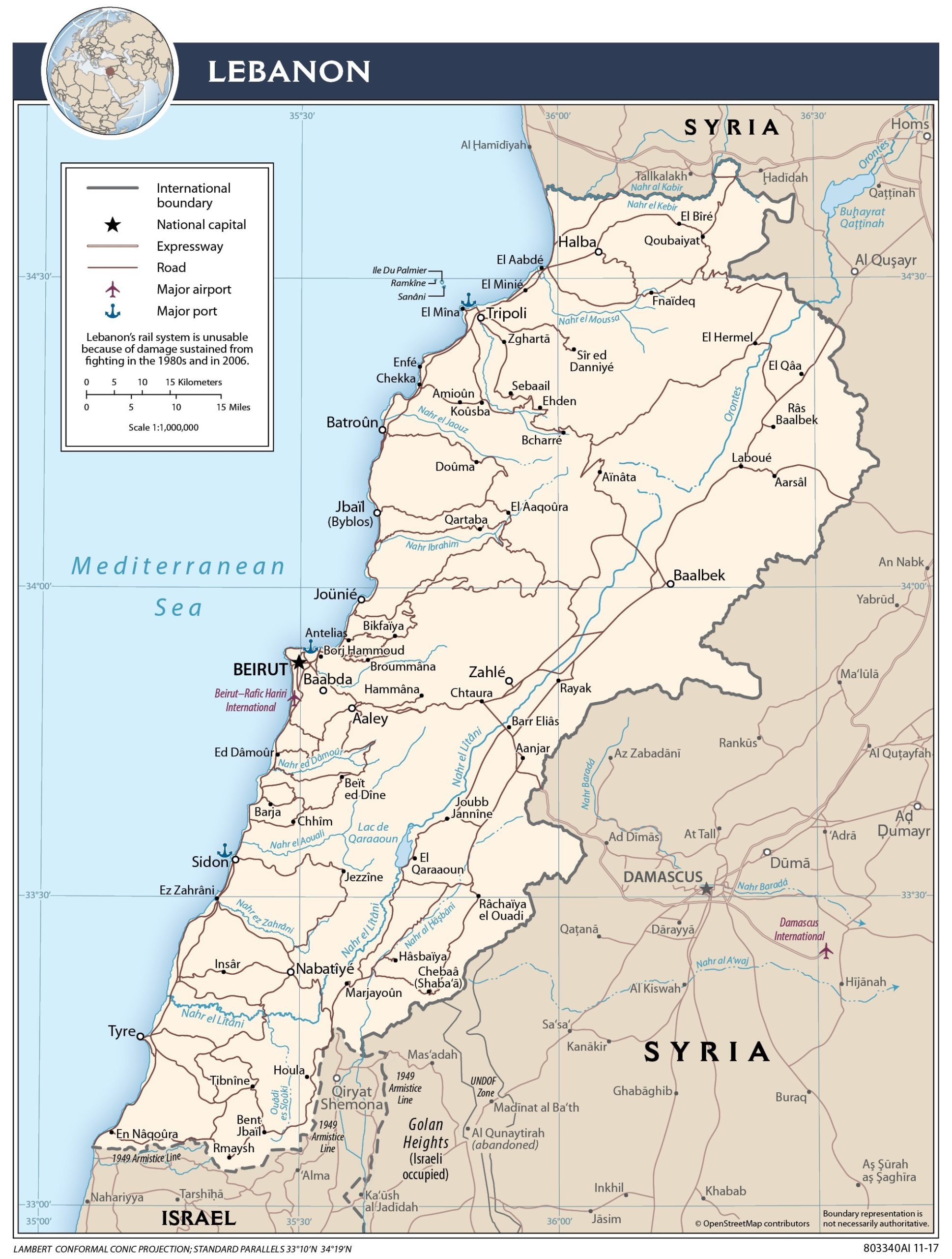 Transportation Map of Lebanon preview