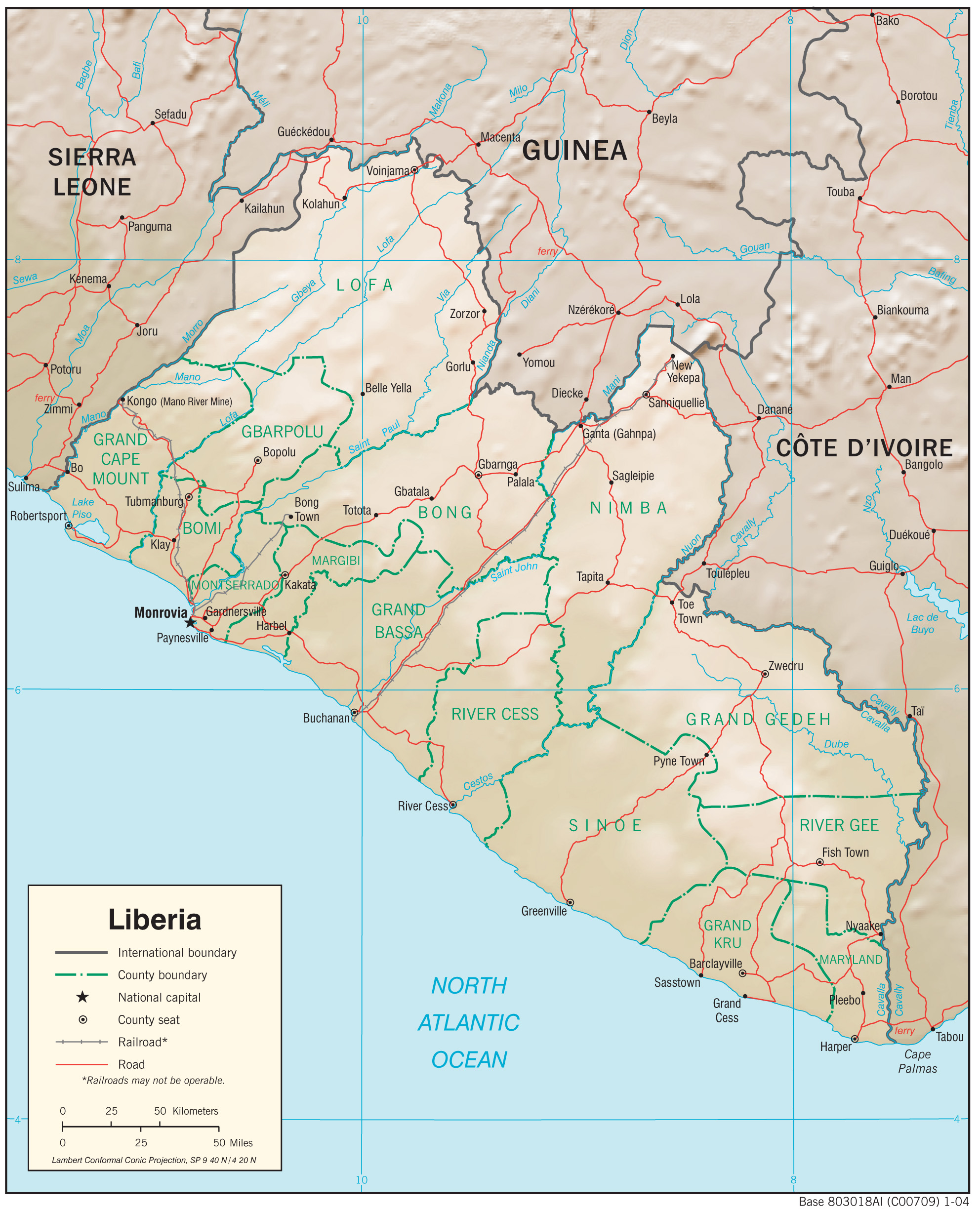 Physiography Map of Liberia preview