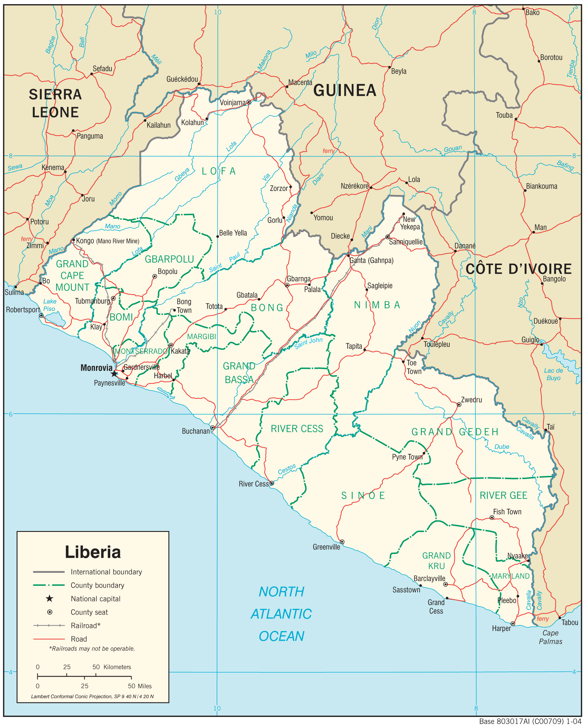 Transportation Map of Liberia preview