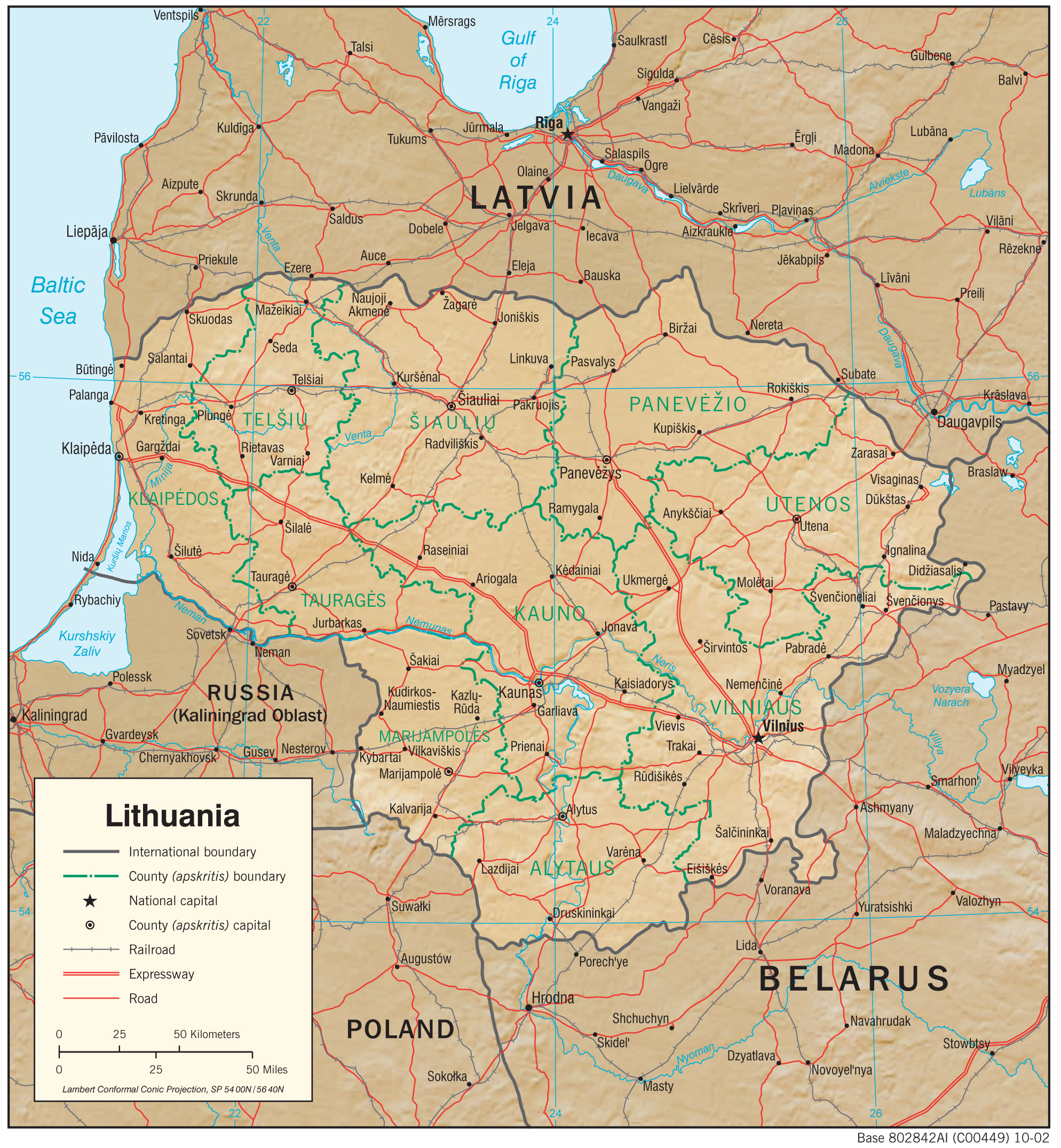 Physiography Map of Lithuania preview