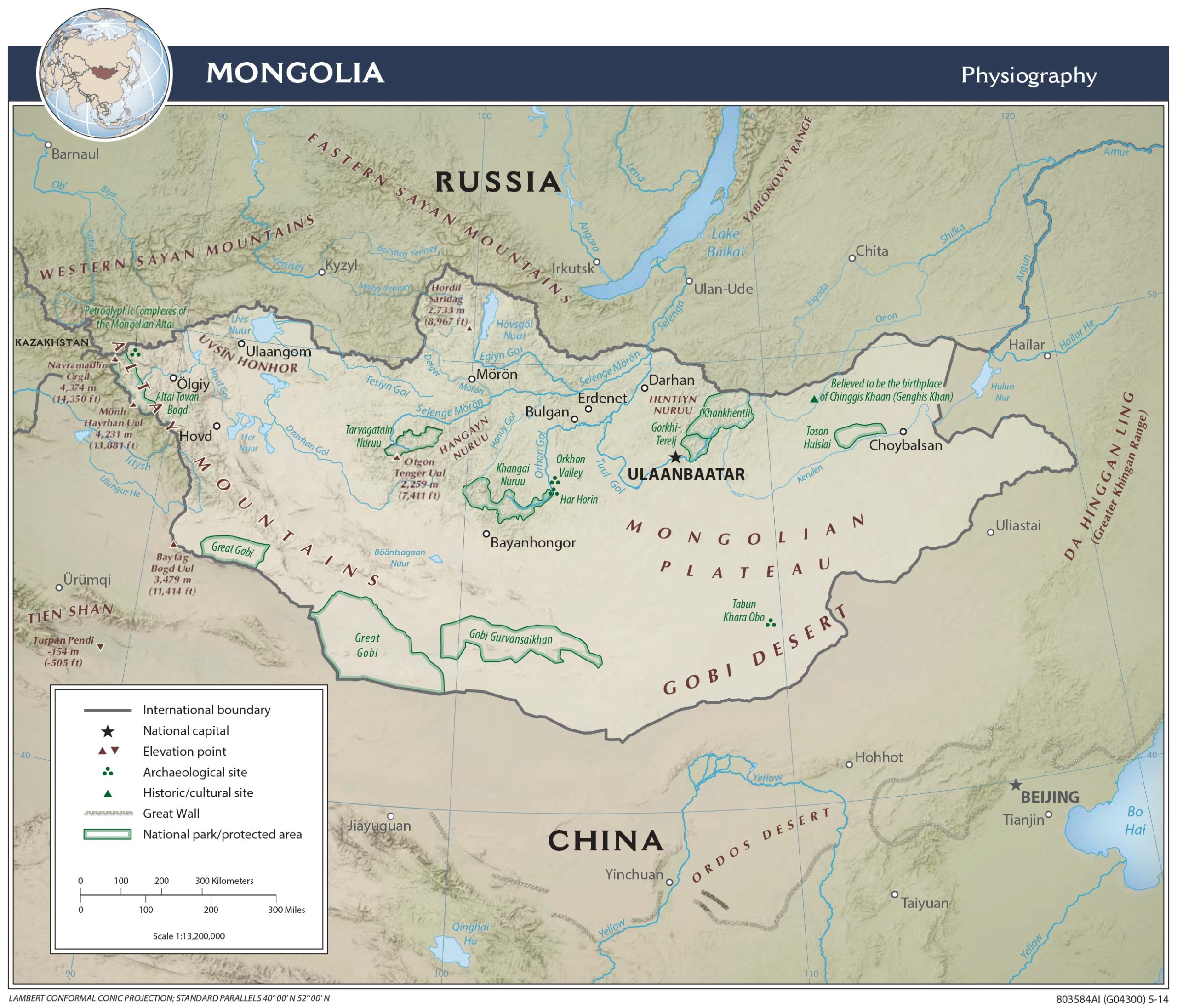 Physiography Map of Mongolia preview