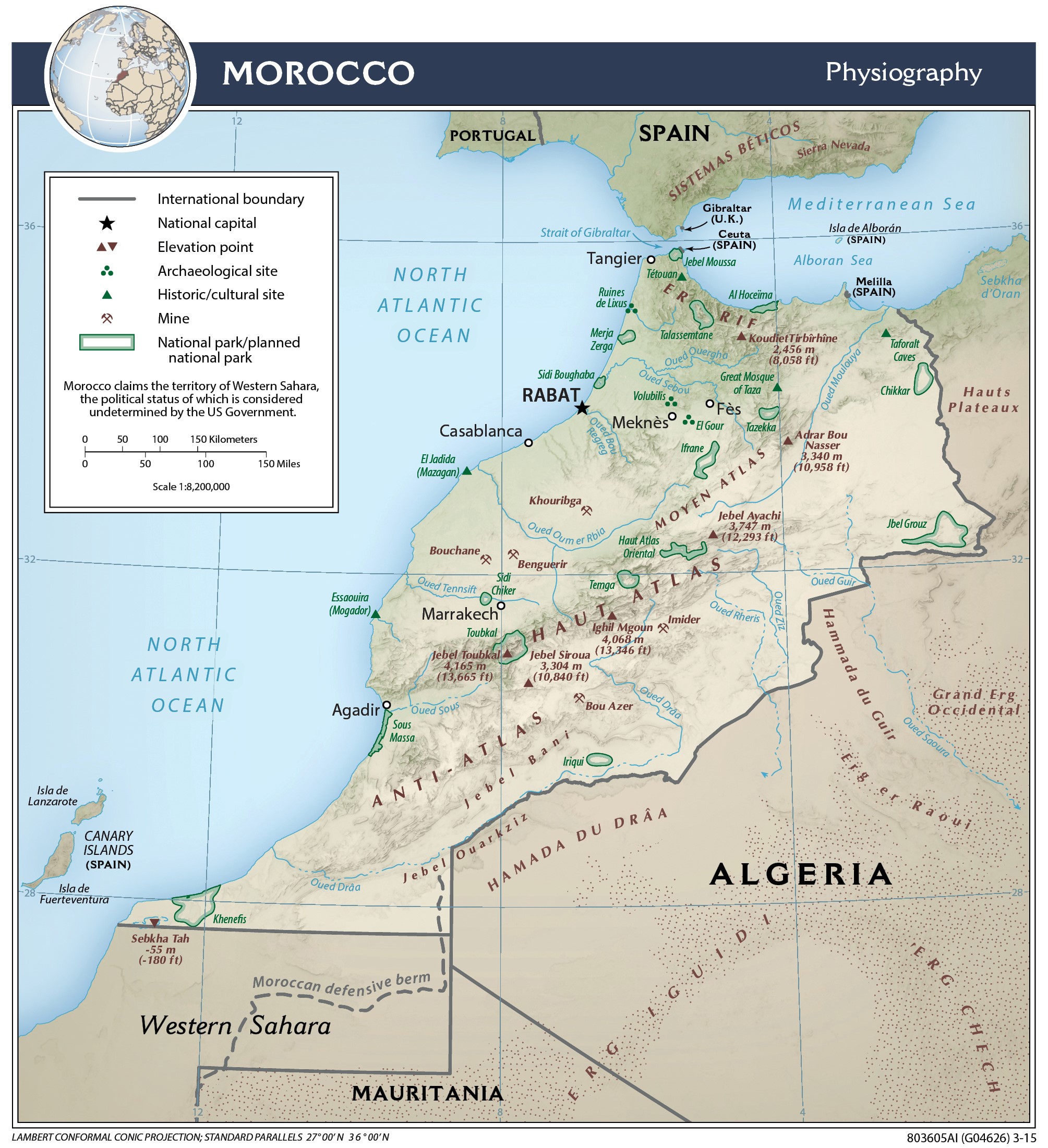 Physiography Map of Morocco preview