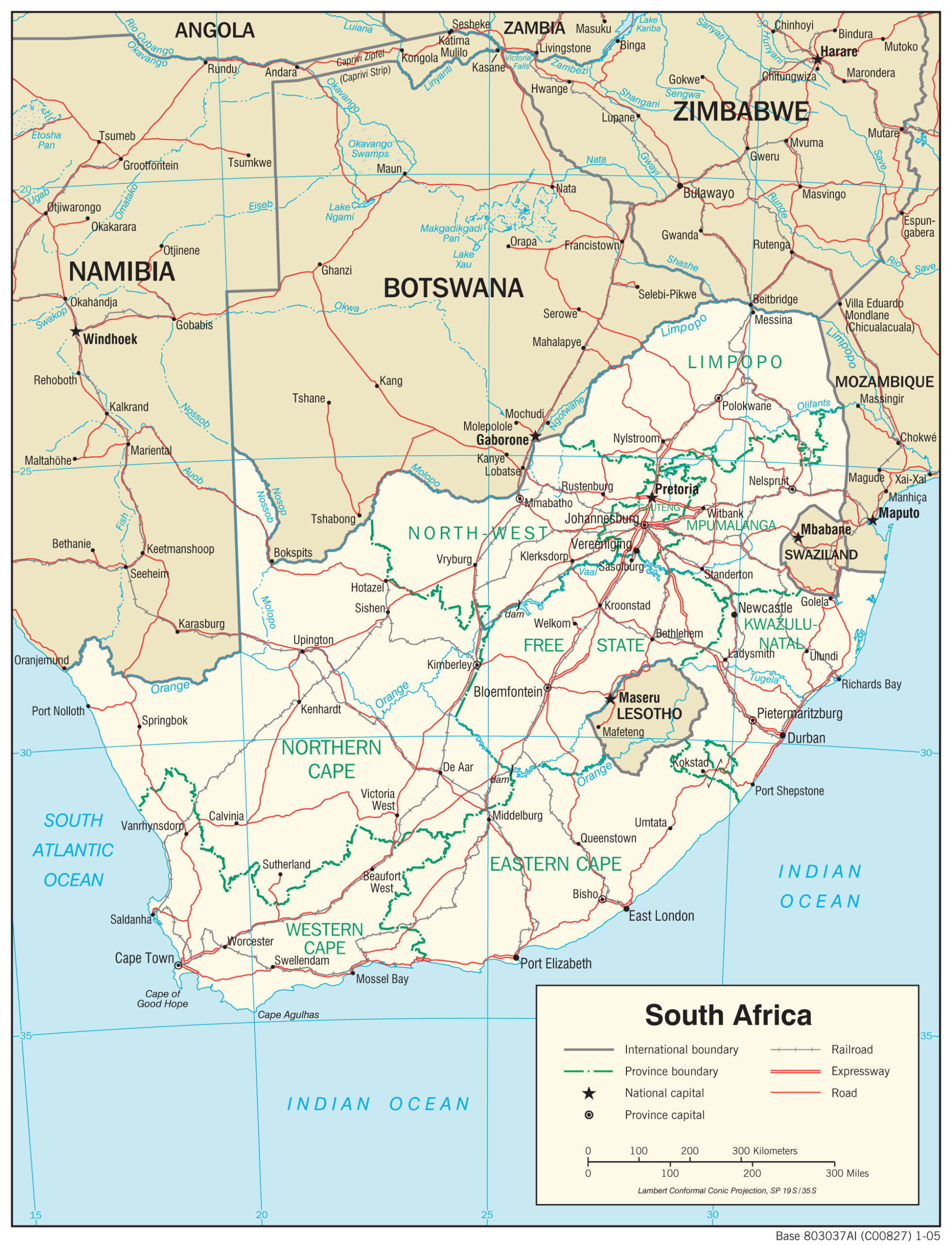 Transportation Map of South Africa preview