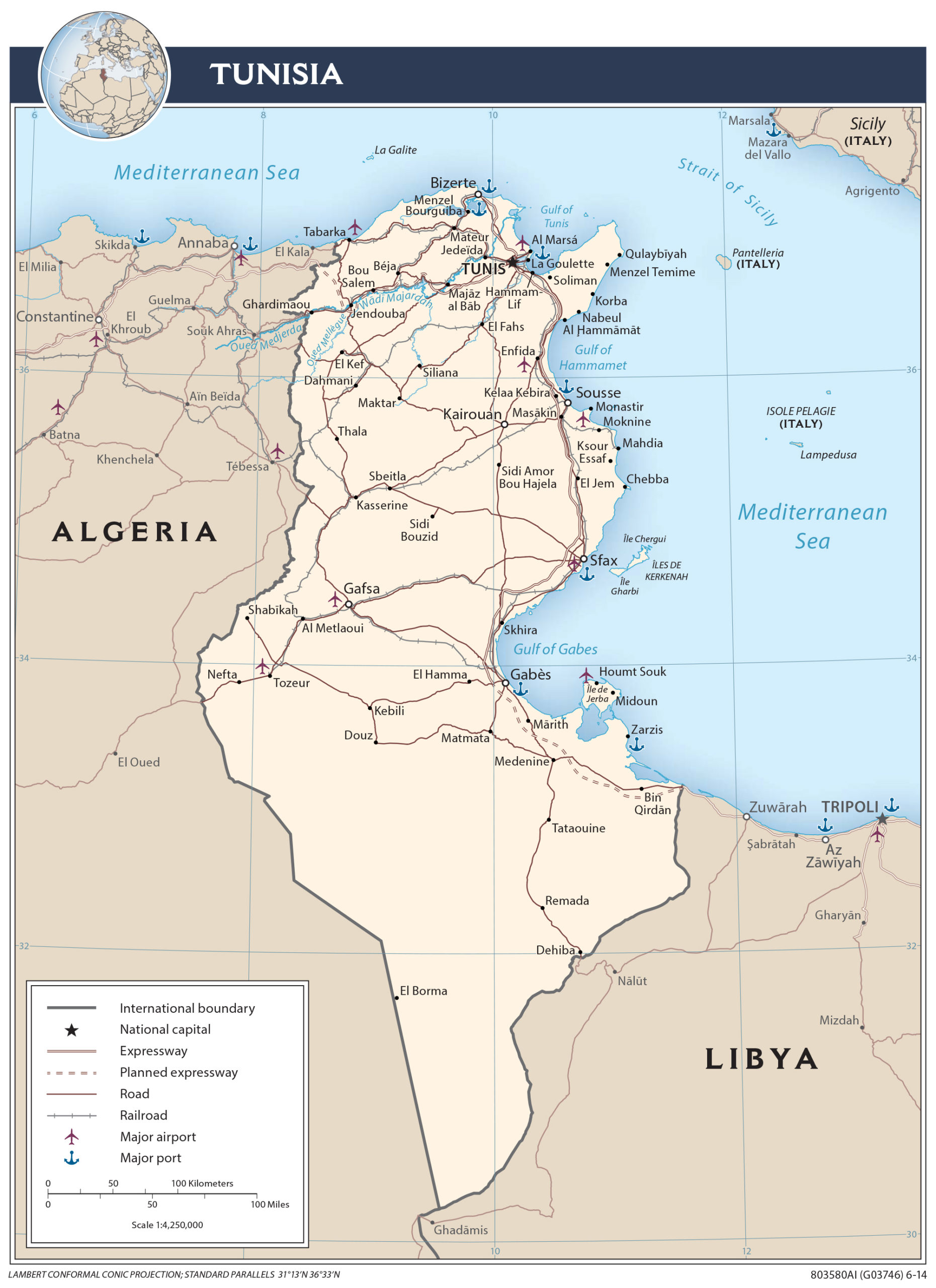 Transportation Map of Tunisia preview