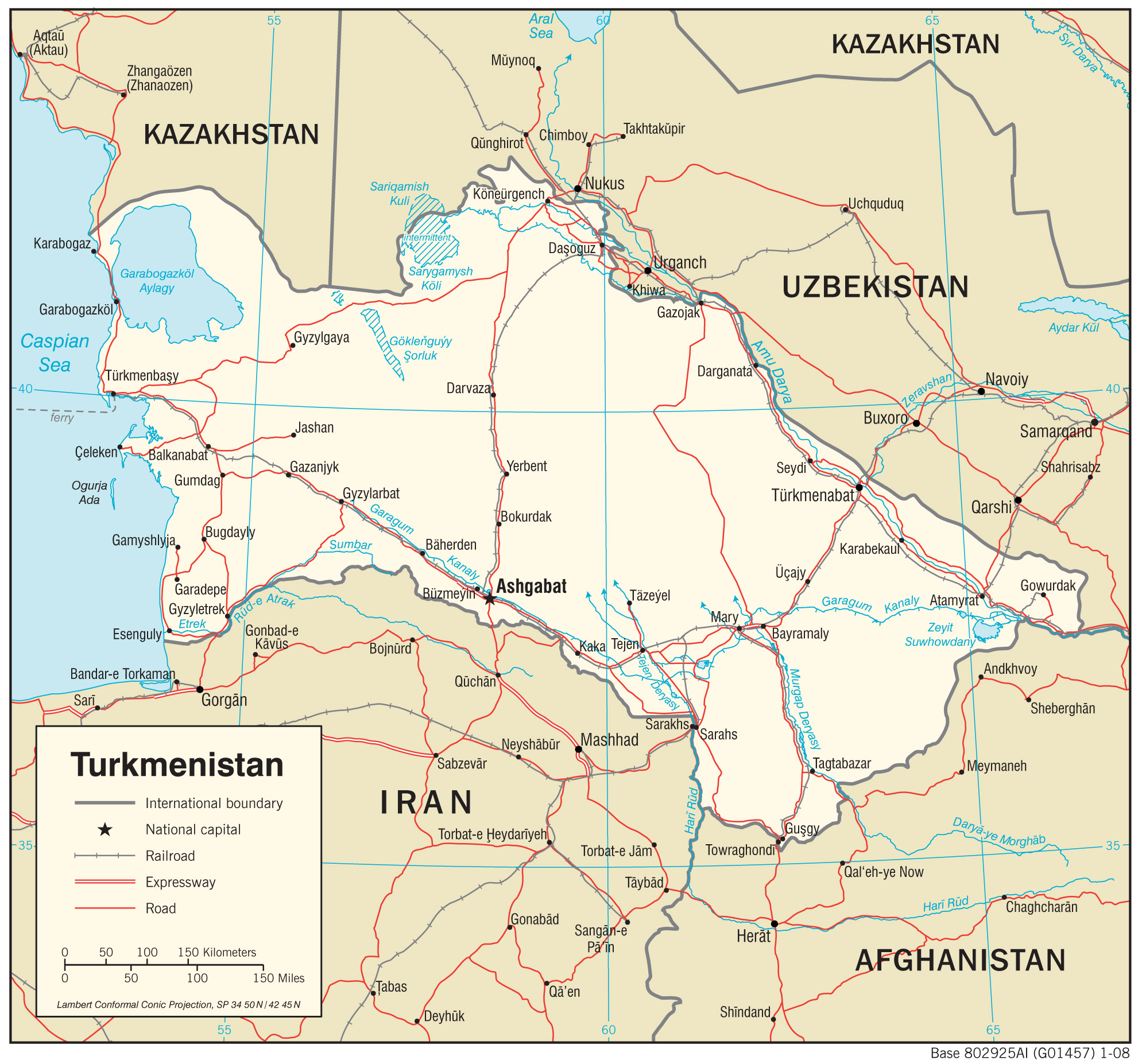 Transportation Map of Turkmenistan preview