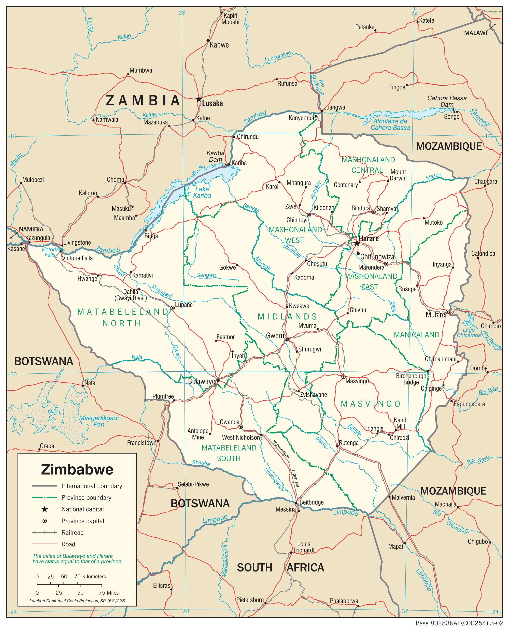 Transportation Map of Zimbabwe preview